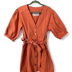 Ena Pelly | Gracie Denim Mini Dress | Peach Wash